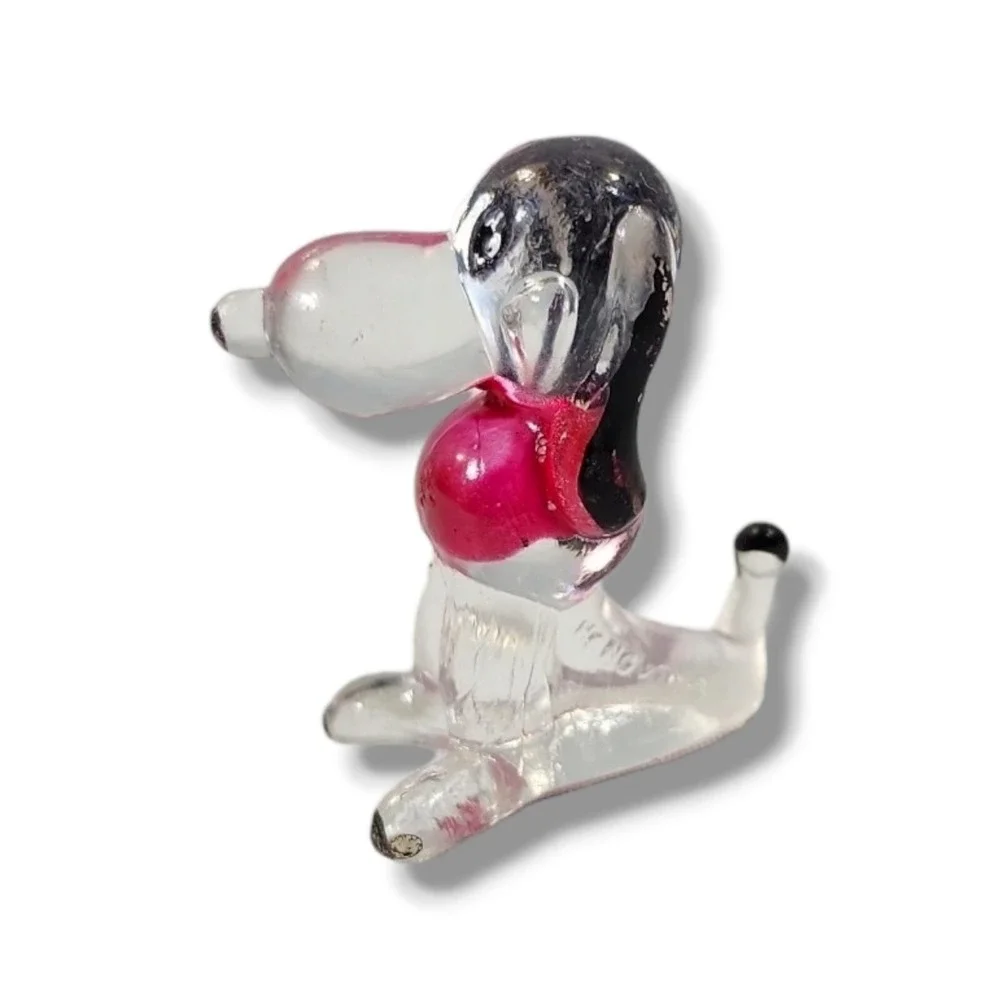 Vintage Lucite Dog Clear Pink Plastic Toy‎ Figure Poodle 1.5